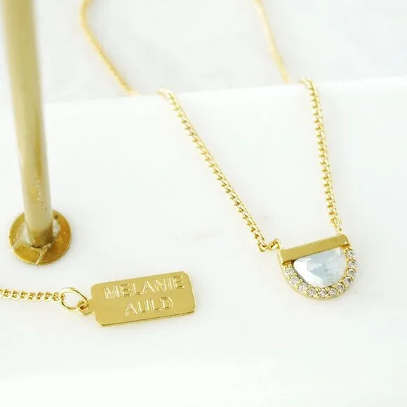 Anthropologie Melanie Auld Half Circle Necklace Moonstone